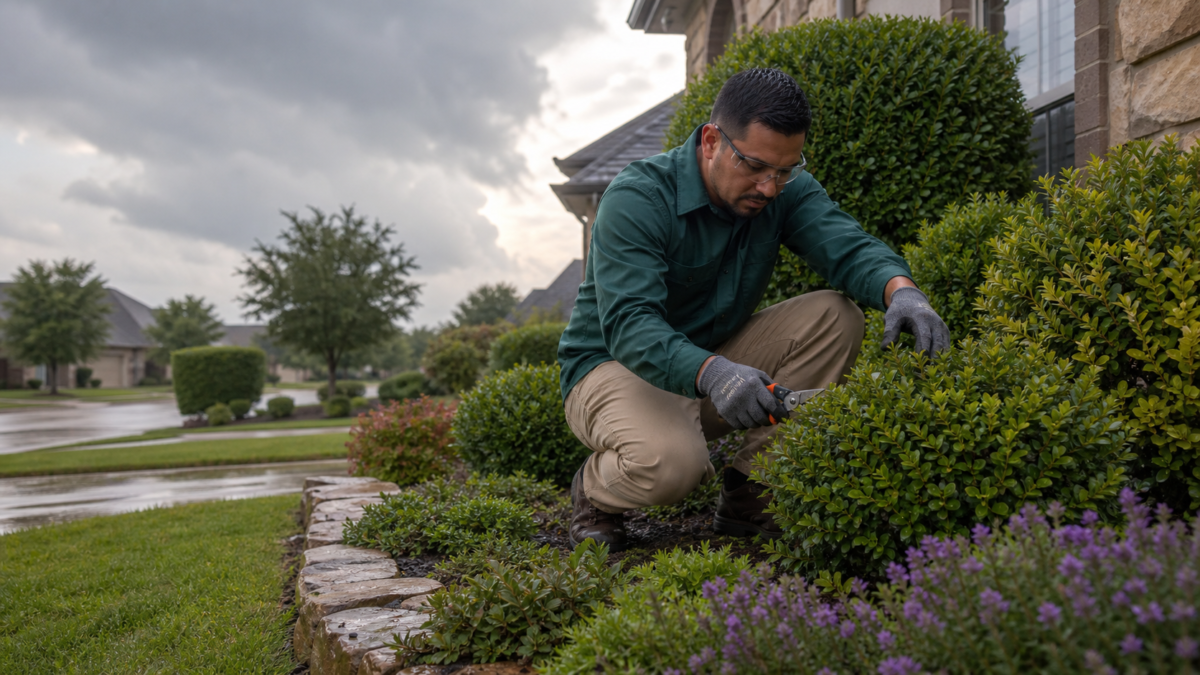 A Practical Shrub Trimming Calendar for Flower Mound Yards — realistic Flower Mound, Texas tree-service scene
