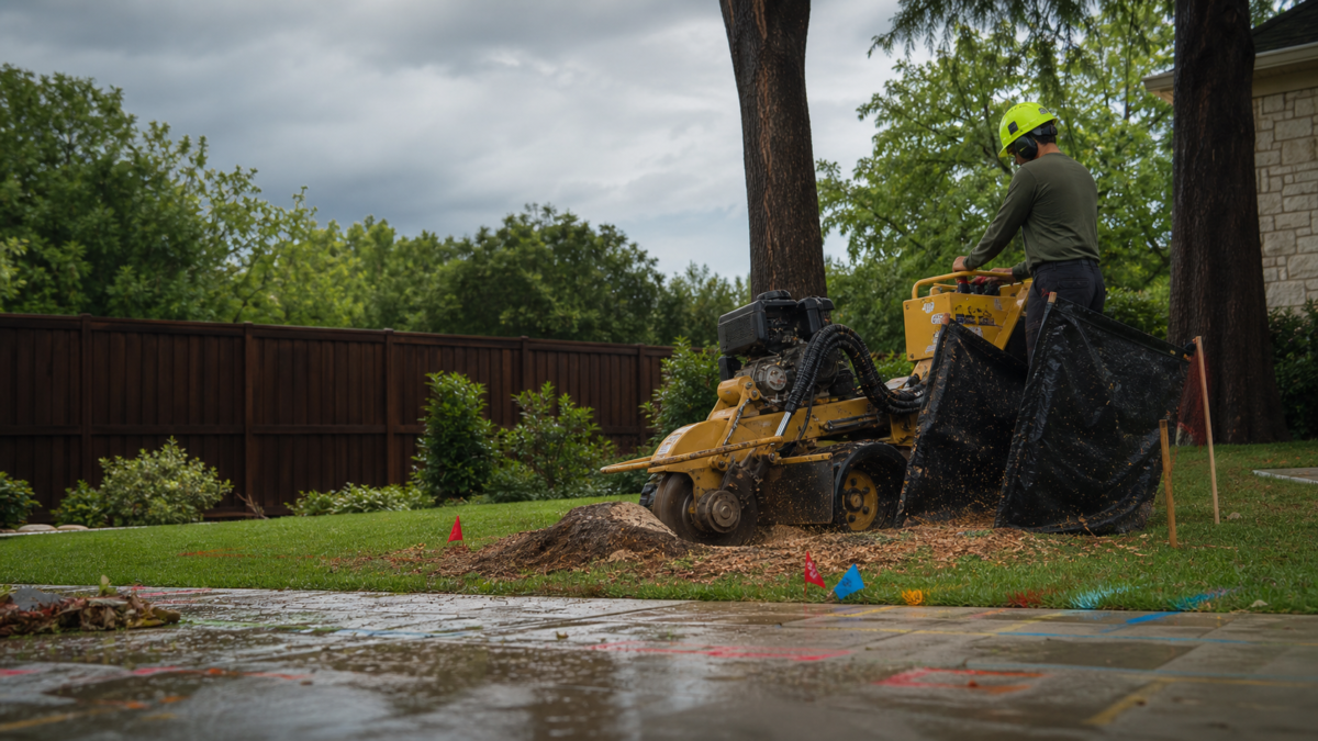 Stump Grinding Depth and Cleanup in Flower Mound — realistic Flower Mound, Texas tree-service scene