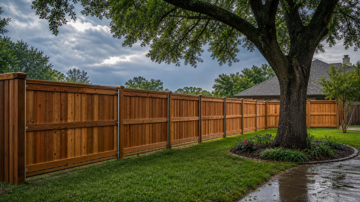 Wood Fence Installation Around Existing Trees in Flower Mound — realistic Flower Mound, Texas tree-service scene