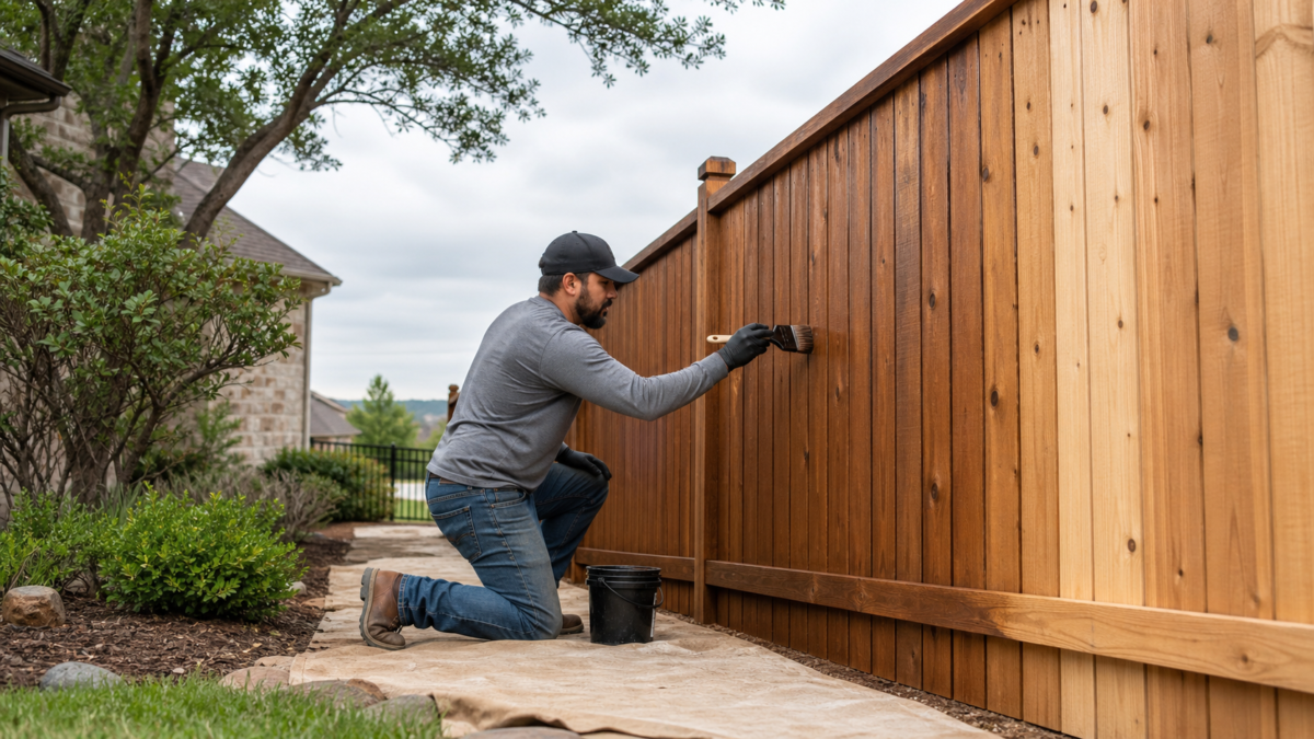 When to Stain a Wood Fence in Flower Mound — realistic Flower Mound, Texas tree-service scene