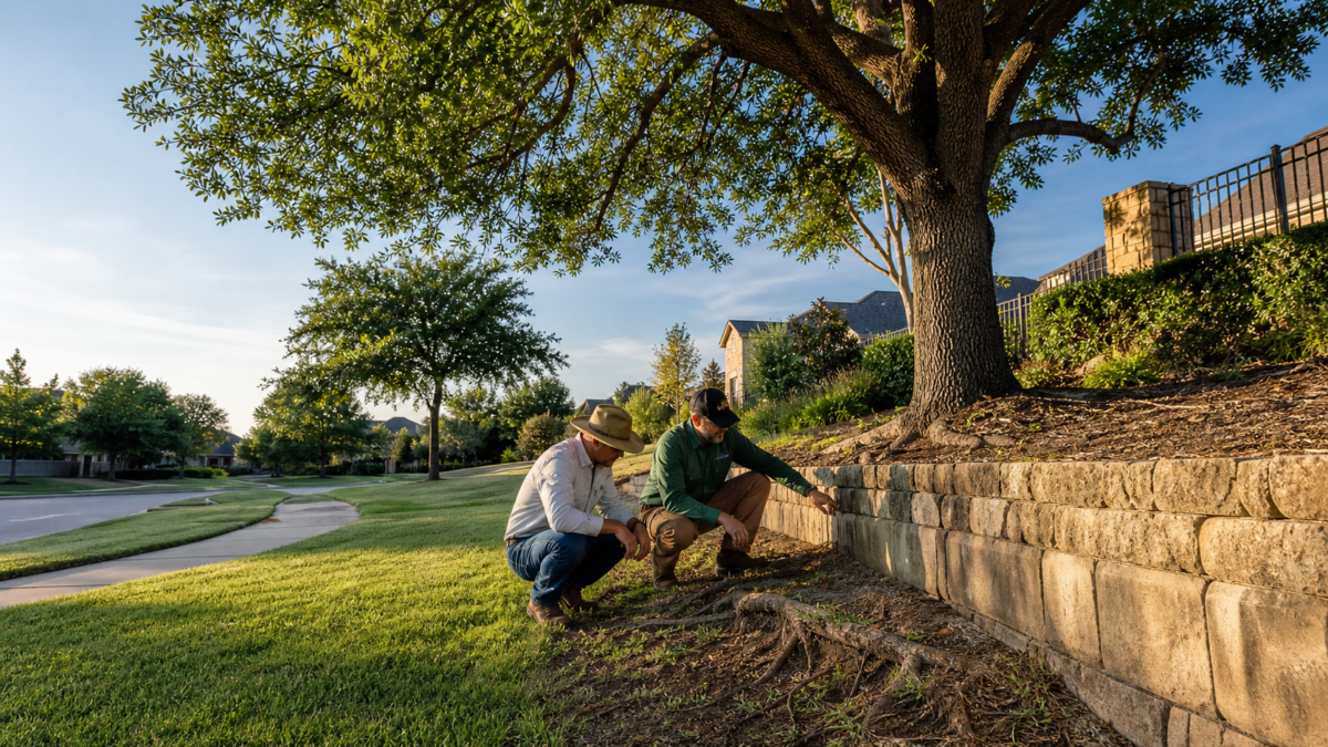 Tree Roots and Retaining Walls: Planning Repairs in Flower Mound — realistic Flower Mound, Texas tree-service scene